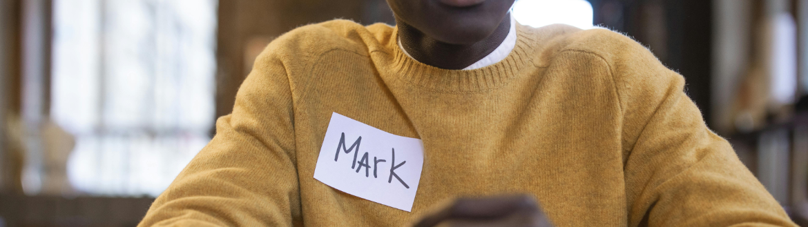 name badge on jumper