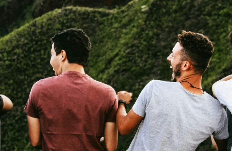 Men laughing together