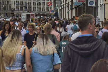 a crowd of people